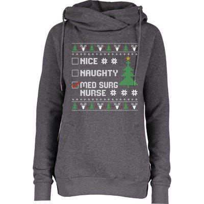 Nice Naughty Med Surg Nurse Funny Ugly Christmas Sweater Gift Womens Funnel Neck Pullover Hood