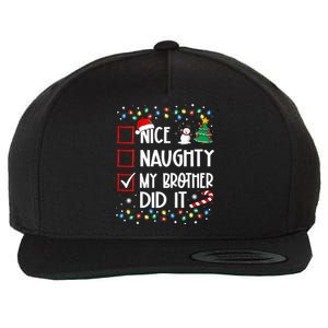 Nice Naughty My Brother Did It List Xmas Santa Claus Wool Snapback Cap