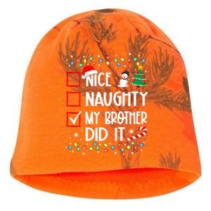 Nice Naughty My Brother Did It List Xmas Santa Claus Kati - Camo Knit Beanie