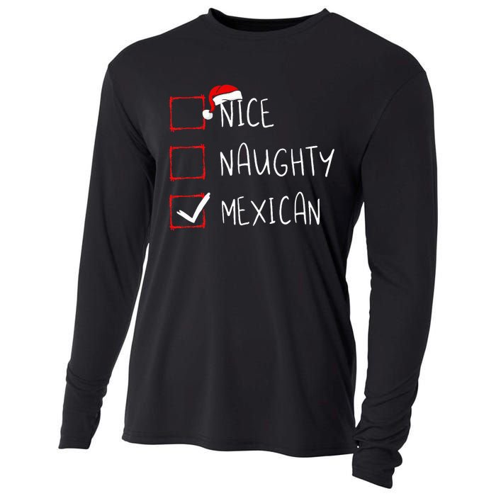 Nice Naughty Mexican Christmas Mexico Heritage Roots Cooling Performance Long Sleeve Crew