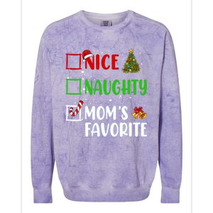 Nice Naughty MomS Favorite Christmas List Holiday Xmas 2024 Gift Colorblast Crewneck Sweatshirt