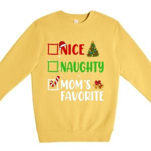 Nice Naughty MomS Favorite Christmas List Holiday Xmas 2024 Gift Premium Crewneck Sweatshirt