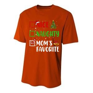 Nice Naughty MomS Favorite Christmas List Holiday Xmas 2024 Gift Performance Sprint T-Shirt