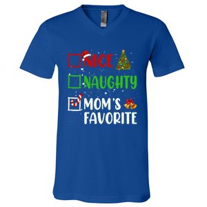 Nice Naughty MomS Favorite Christmas List Holiday Xmas 2024 Gift V-Neck T-Shirt