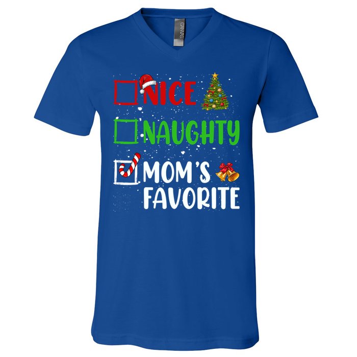 Nice Naughty MomS Favorite Christmas List Holiday Xmas 2024 Gift V-Neck T-Shirt