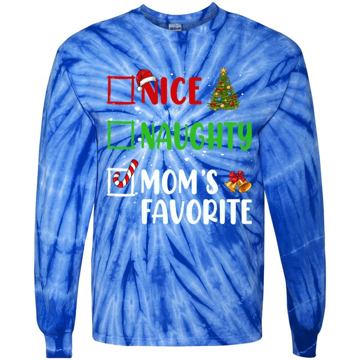 Nice Naughty MomS Favorite Christmas List Holiday Xmas 2024 Gift Tie-Dye Long Sleeve Shirt