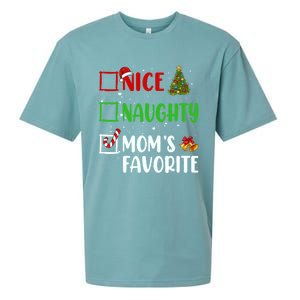 Nice Naughty MomS Favorite Christmas List Holiday Xmas 2024 Gift Sueded Cloud Jersey T-Shirt