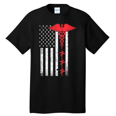 Nurse Nursing Medicine Student Thin Red Line Usa Flag Nurse Tall T-Shirt