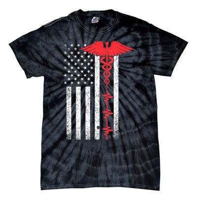 Nurse Nursing Medicine Student Thin Red Line Usa Flag Nurse Tie-Dye T-Shirt