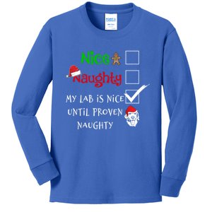 Nice Naughty My Labrador Is Nice Until Proven Naughty Labbi Gift Kids Long Sleeve Shirt