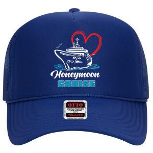 Newlywed Newly Married Cruising Matching Honeymoon Cruise High Crown Mesh Back Trucker Hat