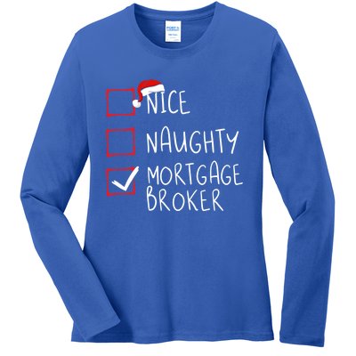 Nice Naughty Mortgage Broker Christmas Xmas Santa Claus Cute Gift Ladies Long Sleeve Shirt