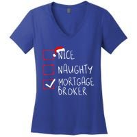 Nice Naughty Mortgage Broker Christmas Xmas Santa Claus Cute Gift Women's V-Neck T-Shirt