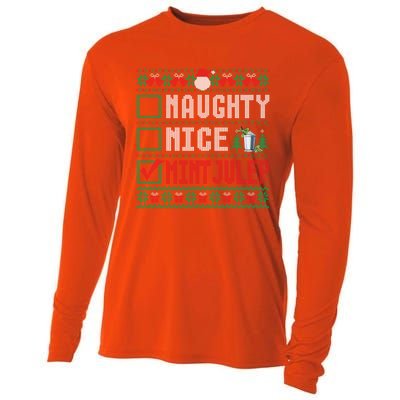 Naughty Nice Mint Julep Christmas List Cocktail Christmas Gift Cooling Performance Long Sleeve Crew