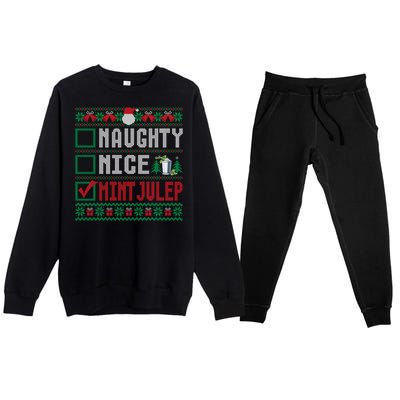 Naughty Nice Mint Julep Christmas List Cocktail Christmas Gift Premium Crewneck Sweatsuit Set