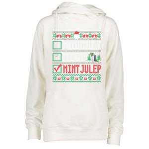 Naughty Nice Mint Julep Christmas List Cocktail Christmas Gift Womens Funnel Neck Pullover Hood