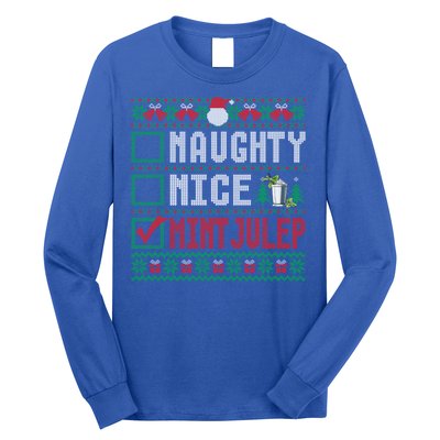 Naughty Nice Mint Julep Christmas List Cocktail Christmas Gift Long Sleeve Shirt