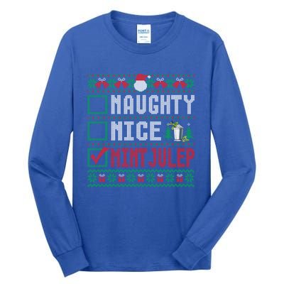 Naughty Nice Mint Julep Christmas List Cocktail Christmas Gift Tall Long Sleeve T-Shirt