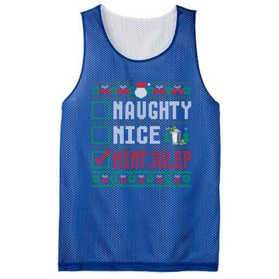 Naughty Nice Mint Julep Christmas List Cocktail Christmas Gift Mesh Reversible Basketball Jersey Tank