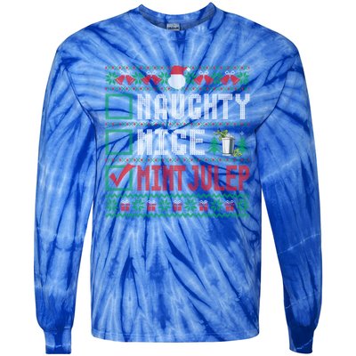 Naughty Nice Mint Julep Christmas List Cocktail Christmas Gift Tie-Dye Long Sleeve Shirt