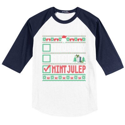 Naughty Nice Mint Julep Christmas List Cocktail Christmas Gift Baseball Sleeve Shirt