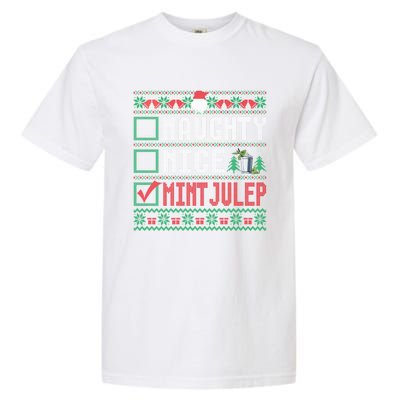 Naughty Nice Mint Julep Christmas List Cocktail Christmas Gift Garment-Dyed Heavyweight T-Shirt