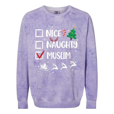 Naughty Nice Muslim Christmas Funny Santa Hat Xmas Gifts Colorblast Crewneck Sweatshirt