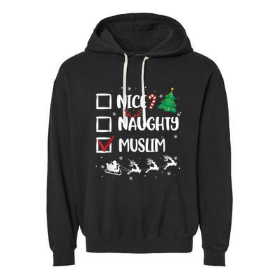 Naughty Nice Muslim Christmas Funny Santa Hat Xmas Gifts Garment-Dyed Fleece Hoodie