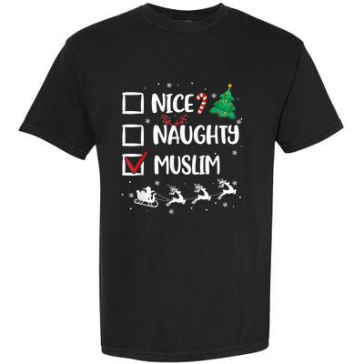 Naughty Nice Muslim Christmas Funny Santa Hat Xmas Gifts Garment-Dyed Heavyweight T-Shirt