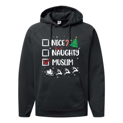 Naughty Nice Muslim Christmas Funny Santa Hat Xmas Gifts Performance Fleece Hoodie