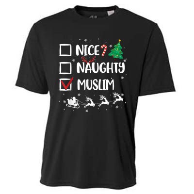 Naughty Nice Muslim Christmas Funny Santa Hat Xmas Gifts Cooling Performance Crew T-Shirt