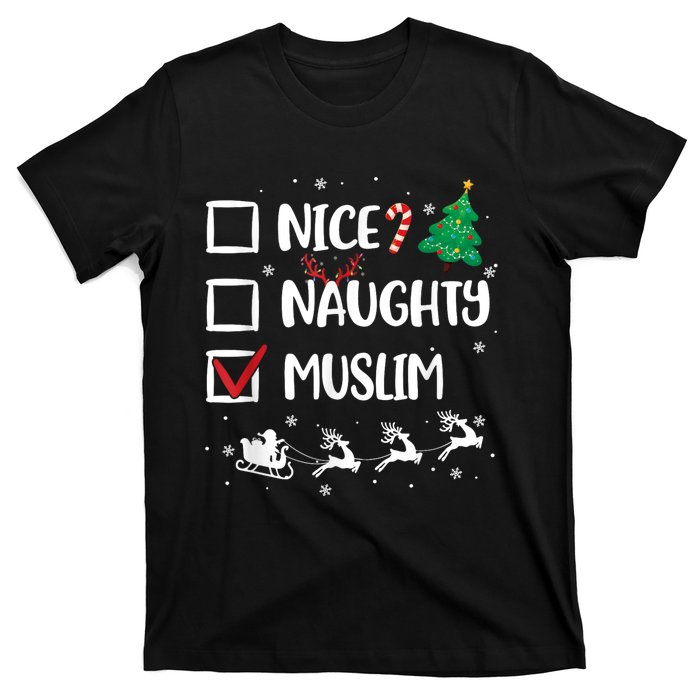 Naughty Nice Muslim Christmas Funny Santa Hat Xmas Gifts T-Shirt