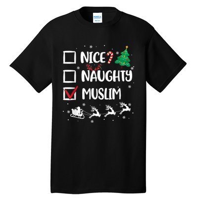 Naughty Nice Muslim Christmas Funny Santa Hat Xmas Gifts Tall T-Shirt