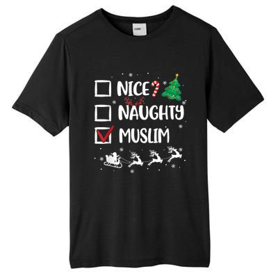 Naughty Nice Muslim Christmas Funny Santa Hat Xmas Gifts Tall Fusion ChromaSoft Performance T-Shirt