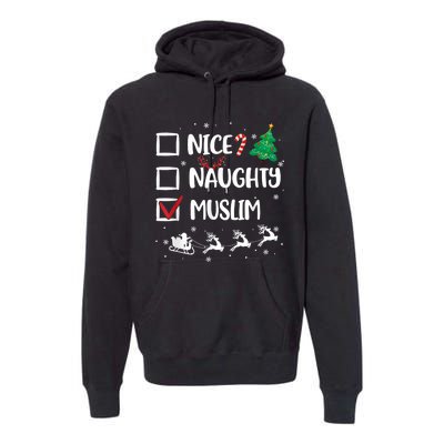 Naughty Nice Muslim Christmas Funny Santa Hat Xmas Gifts Premium Hoodie