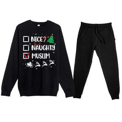 Naughty Nice Muslim Christmas Funny Santa Hat Xmas Gifts Premium Crewneck Sweatsuit Set