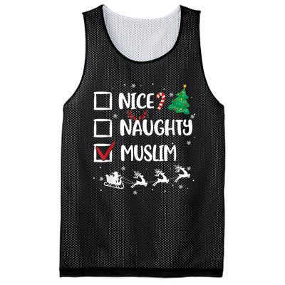 Naughty Nice Muslim Christmas Funny Santa Hat Xmas Gifts Mesh Reversible Basketball Jersey Tank