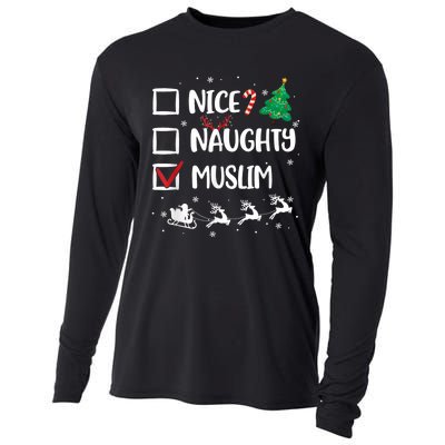 Naughty Nice Muslim Christmas Funny Santa Hat Xmas Gifts Cooling Performance Long Sleeve Crew