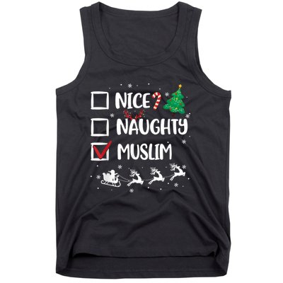 Naughty Nice Muslim Christmas Funny Santa Hat Xmas Gifts Tank Top