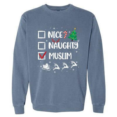 Naughty Nice Muslim Christmas Funny Santa Hat Xmas Gifts Garment-Dyed Sweatshirt