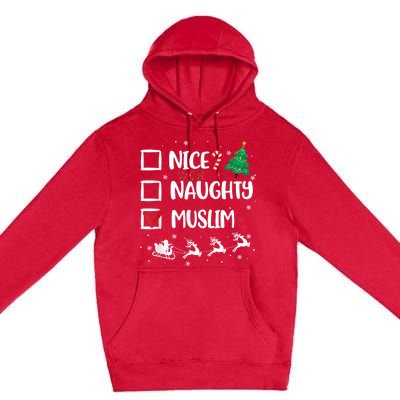 Naughty Nice Muslim Christmas Funny Santa Hat Xmas Gifts Premium Pullover Hoodie