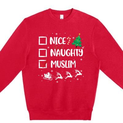 Naughty Nice Muslim Christmas Funny Santa Hat Xmas Gifts Premium Crewneck Sweatshirt