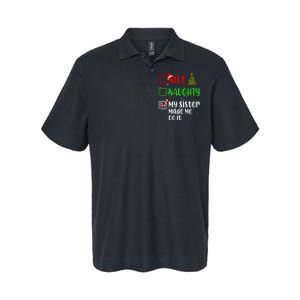 Nice Naughty My Sister Made Me Do It Christmas List Holiday Softstyle Adult Sport Polo