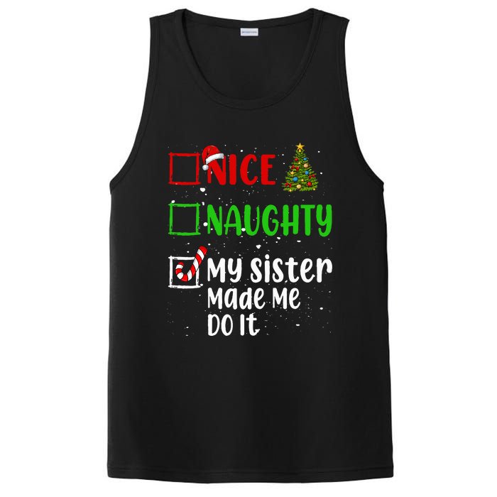 Nice Naughty My Sister Made Me Do It Christmas List Holiday PosiCharge Competitor Tank