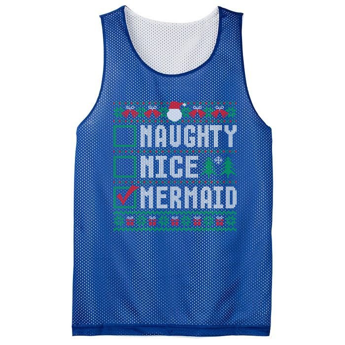 Naughty Nice Mermaid Christmas List Ugly Great Gift Mesh Reversible Basketball Jersey Tank