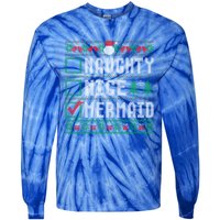 Naughty Nice Mermaid Christmas List Ugly Great Gift Tie-Dye Long Sleeve Shirt