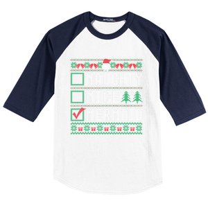 Naughty Nice Mermaid Christmas List Ugly Great Gift Baseball Sleeve Shirt