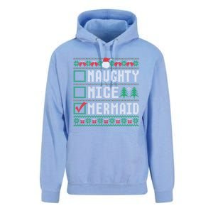 Naughty Nice Mermaid Christmas List Ugly Great Gift Unisex Surf Hoodie