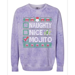 Naughty Nice Mojito Christmas List Mojito Ugly Gift Colorblast Crewneck Sweatshirt