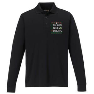 Naughty Nice Mojito Christmas List Mojito Ugly Gift Performance Long Sleeve Polo